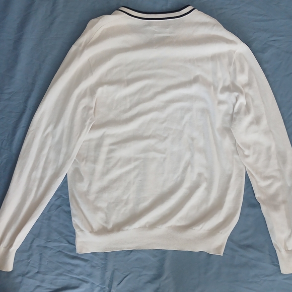Vintage Ralph Lauren Cashmere Ivory V-Neck Sweater Classic Preppy - Picture 3 of 7